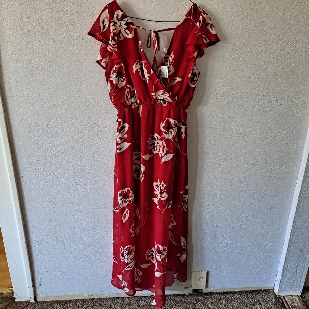 Maurices Red Floral Maxi Dress Size Small